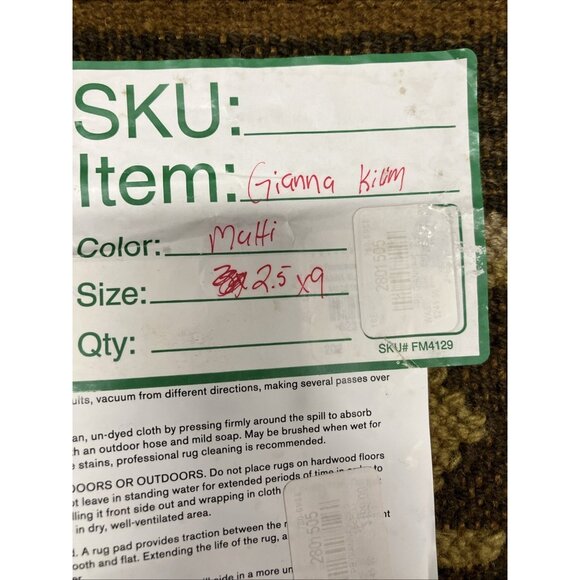 Pottery Barn Gianna Kilim Indoor Outdoor Rug 2.9x9 Multi-Color Runner - Picture 8 of 10